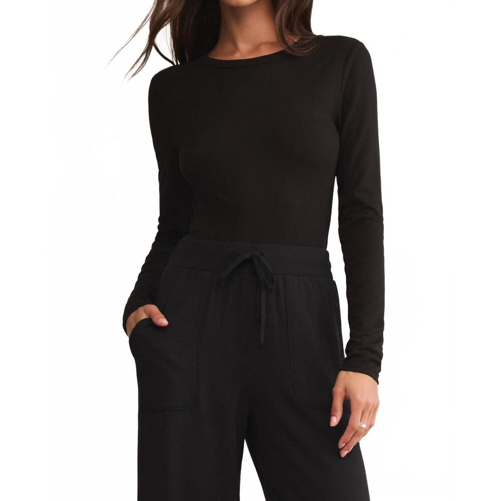 NEW Z SUPPLY second skin crew top in black